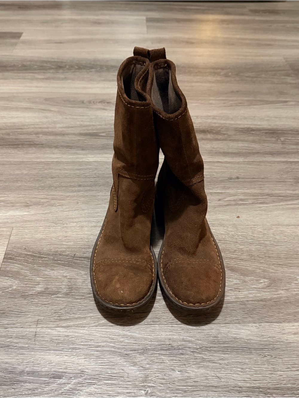Born Brown Suede Mid-Calf Pull-On Boots